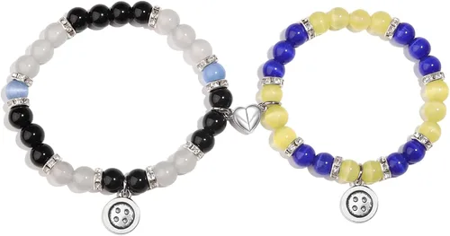 Pulseras a juego para parejas, mejores amigos, pulseras de dijes de gatito araña, regalos de Navidad, joyería a juego de amistad, pulseras de