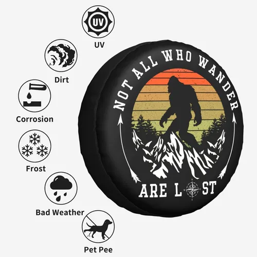 Miniatura 6 de Not All Those Who Wander are Lost - Cubierta de neumático de repuesto de 14 pulgadas, protector de rueda para camión, SUV, remolque, camping, RV