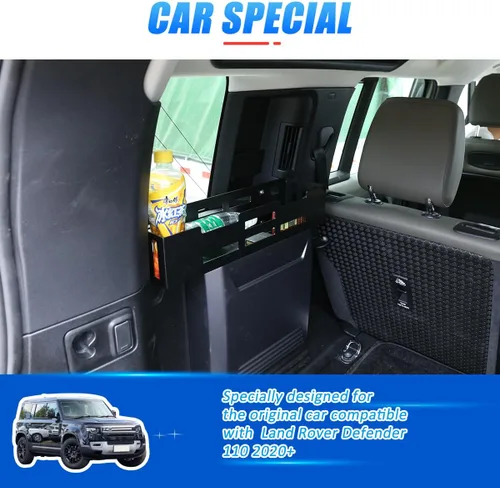Miniatura 3 de YIWANG Organizador de cesta de almacenamiento de maletero de automóvil de aleación de aluminio negro para Land Rover Defender 110 2020-2022