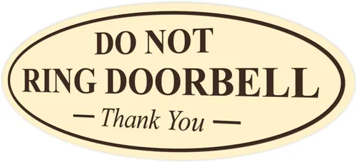 Miniatura 86 de All Quality Cartel de agradecimiento ovalado con texto en inglés «Do not Ring DOORBELL», color negro, pequeño, 1 paquete