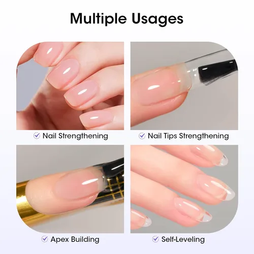 Miniatura 4 de Gellen Gel constructor de uñas transparente de 3.4 fl oz, gel fortalecedor de color duro, construcción de ápice de uñas, gel de uñas UV de larga
