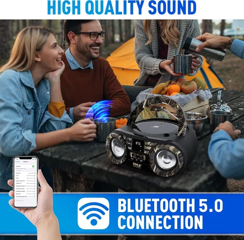 Miniatura 5 de PYLE REPRODUCTOR DE CD PORTÁTIL, REPRODUCTORES DE CD PARA EL HOGAR, REPRODUCTOR DE CD PORTÁTIL, POTENCIA MÁXIMA DE 50W, TRANSMISIÓN BT INALÁMBRICO