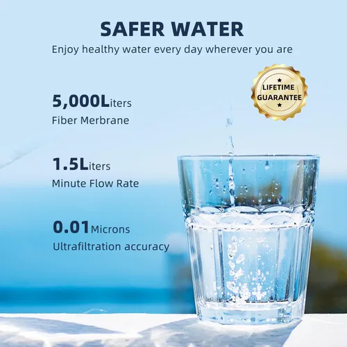 Miniatura 6 de Filtro de agua de emergencia Sistema de filtración de agua grande Supervivencia - Filtro de agua de bomba de mano, purificador de agua de alto