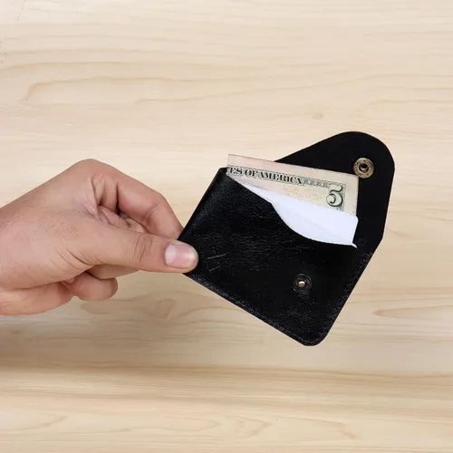 Miniatura 7 de FOXHACKLE Cartera de cuero para hombre, Negro -, Mini