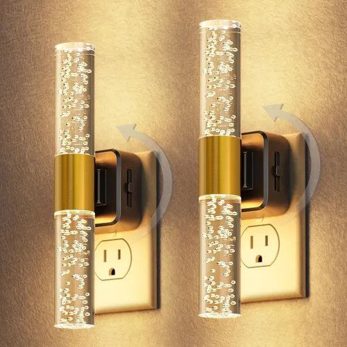 Miniatura 15 de DORESshop Luz nocturna LED, luces nocturnas giratorias que se enchufan a la pared con sensor de luz automática de 3000 K luz nocturna con brillo