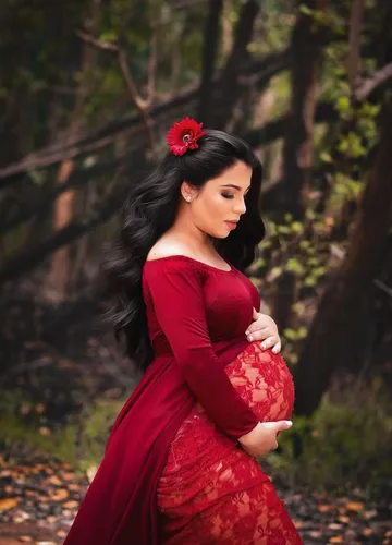 Miniatura 5 de ZIUMUDY Vestido de sesión de fotos de maternidad de manga larga con hombros descubiertos, vestido de encaje ajustado con capa larga de gasa trian