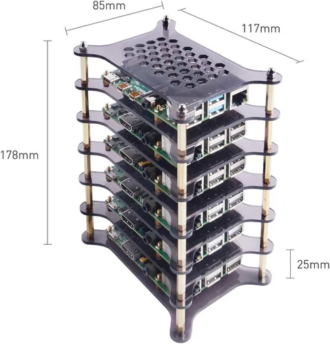 Miniatura 4 de GeeekPi Estuche de 6 capas con disipadores de calor apilable para Raspberry Pi 4/3/2 Modelo B, Raspberry Pi 3 Modelo B+ (marrón)