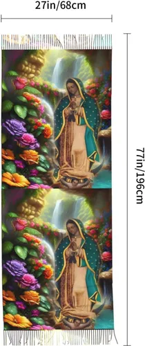 Miniatura 5 de Waygotee Our Lady Of Guadalupe Virgin Mary Soft Cashmere - Bufandas ligeras para mujer, chales grandes y envolturas de regalo de Navidad, Aa-08
