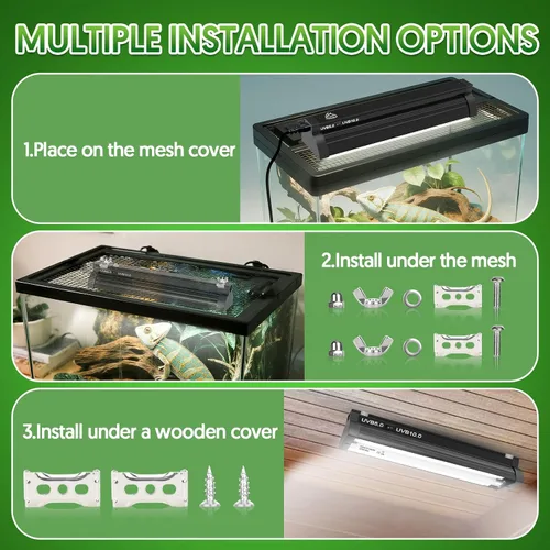 Miniatura 6 de QZQ T5 UVB - Kit combinado de luces para reptiles de 8 W, luz UVB para reptiles con salida UVB conmutable 5.0 y 10.0, lámpara de campana de terrario