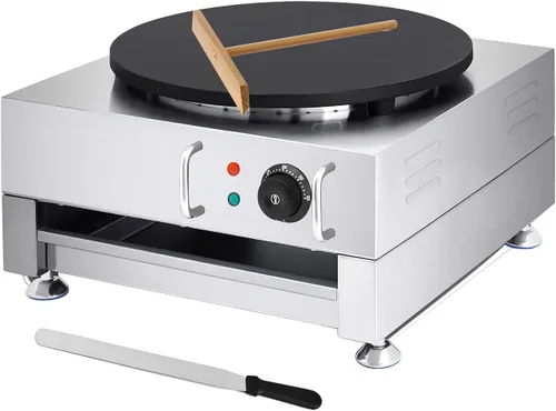 Fabricante eléctrico del crepe plancha grande de los crepes de la máquina de la torta de 16 pulgadas con el esparcidor de madera y la espátula