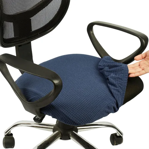 Miniatura 30 de Melaluxe Funda para silla de oficina de jacquard elástico, extraíble y lavable, funda de asiento giratoria para silla de escritorio, color negro
