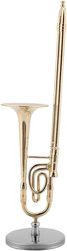 Miniatura 7 de Trombon Miniatura Trombón Ornamento Trombón Instrumento Musical Miniatura Modelo Trombón Con Supoort Y Estuche Para Casa De Muñecas Decoración De