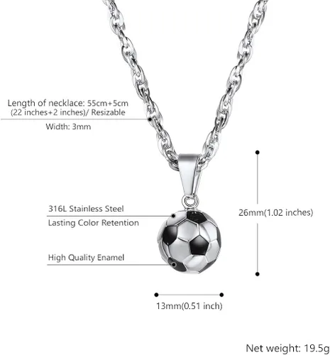 Miniatura 4 de PROSTEEL Collar con dije de fútbol 3D de acero inoxidable para fútbol baloncesto unisex joyería para niños niñas mujeres regalo para fanáticos