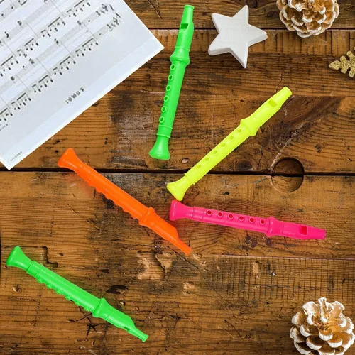 Miniatura 5 de Paquete de 12 grabadoras de plástico de 5.5 pulgadas para niños, flauta de colores mixtos, instrumento musical, juguete para recuerdos de fiesta