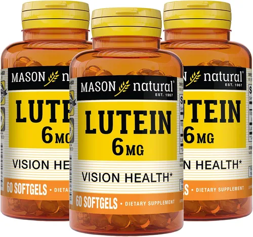MASON NATURAL Luteína 6 mg con vitamina E, suministro para 6 meses, visión saludable y función ocular, apoya la salud normal de los ojos, paquete de