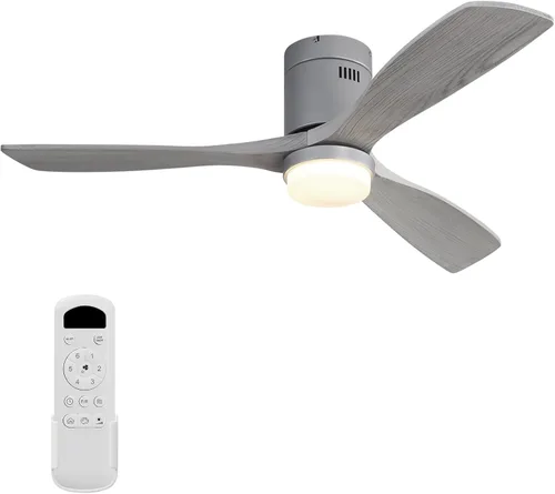 Miniatura 19 de Sofucor - Ventilador de techo de 52 pulgadas sin luces, moderno, de madera maciza, con control remoto, 5000 CFM de alto flujo de aire, motor CC