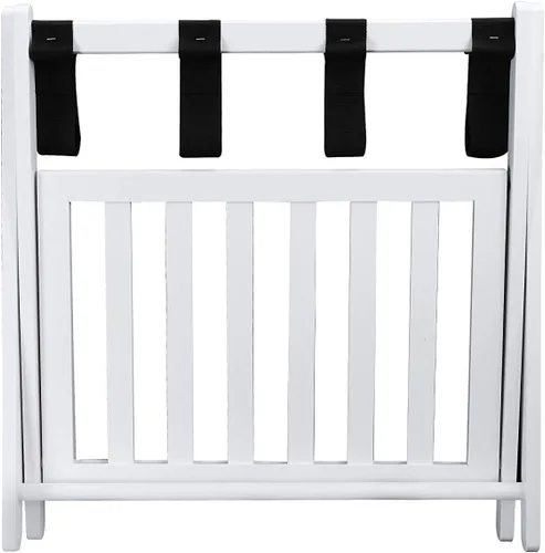 Miniatura 2 de MISC Estante de equipaje de hotel blanco para habitación de invitados plegable Maleta Rack plegable Carry On Holder Dormitorio de madera resistente