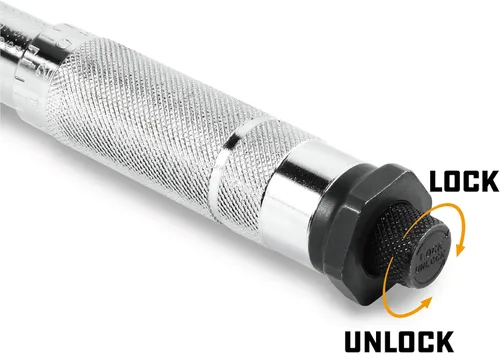 Miniatura 4 de Powerbuilt Llave dinamométrica con micrómetro, transmisión de 1/2 pulgada, trinquete reversible con clics, con bloqueo, rango de 30 a 150 pies-libra