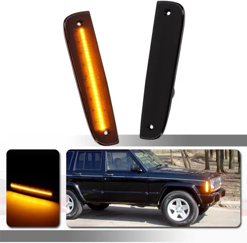 Miniatura 10 de Kit de lentes transparentes LED ámbar compatible con Jeep Cherokee 1997 1998 1999 2000 2001 Luz marcador de estacionamiento lateral de parachoques