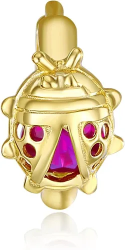 Miniatura 5 de Aretes de aro de mariquita de oro amarillo real de 14 k, Oro de 14 quilates, No es una piedra preciosa