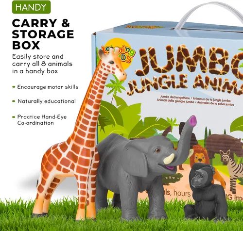Miniatura 3 de Learning Minds - Juego de 8 figuras gigantes de animales de safari para niños pequeños Zoo Animals, Jungle Animals Figures, Toy Animals for Kids