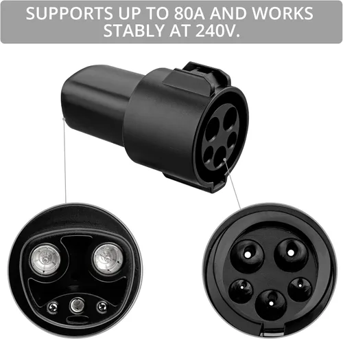 Miniatura 6 de Justech Adaptador de cargador J1772 a Tesla, adaptador de 80 amperios y 240 V para carga rápida Tesla compatible con Tesla Model 3/S/X/Y, negro