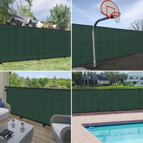 Miniatura 2 de Windscreen4less Pantalla de valla de privacidad resistente para valla de viento, malla de malla con ranuras de latón para pared al aire libre, Verde