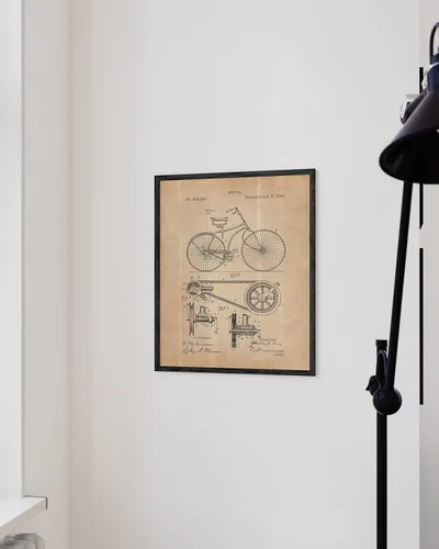 Miniatura 5 de HAUS AND HUES Póster vintage de bicicleta, arte de pared con diseño de diseño, ciclismo vintage, arte de patentes, imagen de triatlón, obra de arte