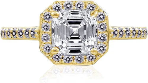 Miniatura 2 de Tienda Collection Sterling Silver Infinite Elements Cubic Zirconia Asscher Center Halo Ring