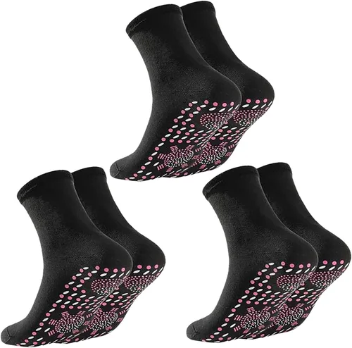 AFIZ - 3 pares de calcetines de turmalina para circulación térmica, acupresión, autocalentamiento, calcetines de salud de turmalina, calcetines