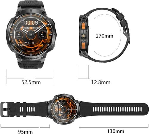 Miniatura 7 de ALPHAGEAR Bravo XL 2 Smartwatch para hombre, reloj inteligente táctico de cara grande, batería de 21 días de 720 mAh, pantalla AMOLED, linterna