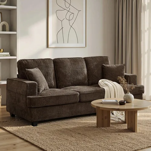 Miniatura 10 de Korser Sofás seccionales en forma de U para sala de estar, sofá moderno de tela de felpilla de 101 pulgadas con diván doble, sofá de 4 asientos