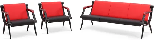 Miniatura 19 de wonline Banco de sala de espera, sillas de recepción de muebles de oficina con brazos, sillas de cuero adecuadas para clínica, aeropuerto, hospital