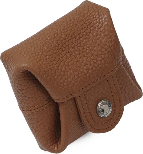 Miniatura 78 de Cockatoo Monedero de cuero genuino para cambio, mini billetera con bolsillo a presión para hombres y mujeres, Rojo (Aurora Red), Casual
