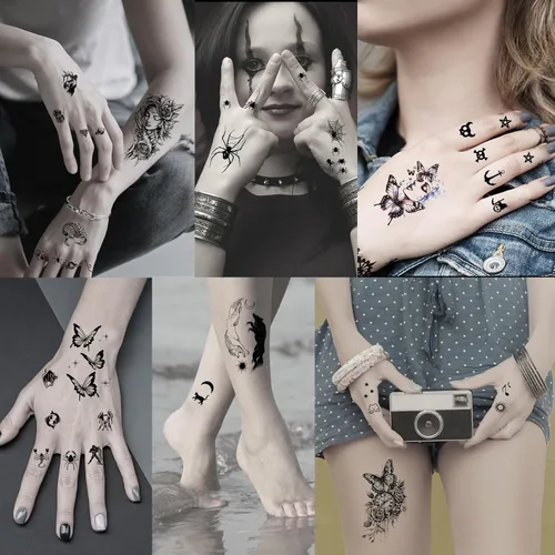 Miniatura 5 de Hotoyannia 102 hojas de tatuajes temporales pequeños de Halloween, tatuajes falsos que se ven reales y duran mucho, incluyen tatuajes de lobo