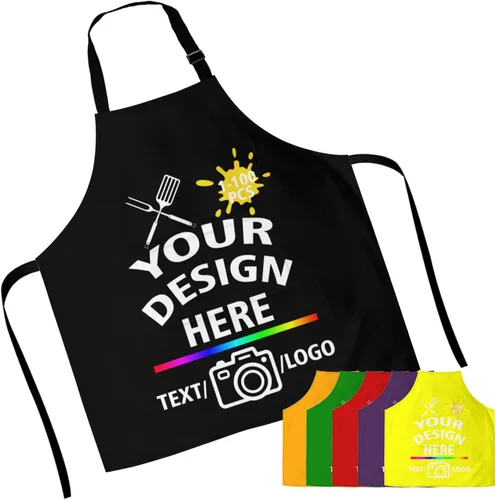 Miniatura 14 de Delantal personalizado para mujeres y hombres, diseña tu divertido texto, logotipo, imagen, delantales de cocina, 1-100 piezas, chef personalizado