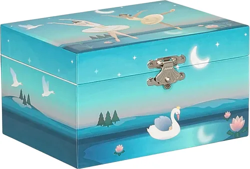 Miniatura 2 de Mele & Co. Since 1912 Marlo Original Twirling Black Hair Ballerina Ballet Dancer Pantuflas Teal Blue Pintado Musical First Jewelry Box para niñas
