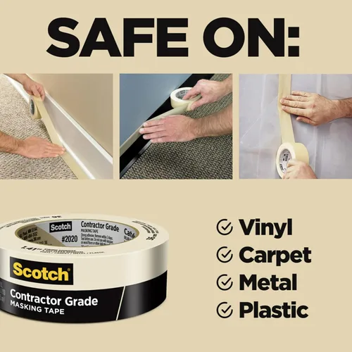 Miniatura 2 de 3M Scotch Cinta adhesiva de grado de contratista – 0.94 pulgadas x 60 yardas – Bronceado – 4 paquetes de contratistas de 9 rollos cada uno – Cinta