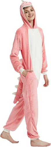 Miniatura 3 de CALANTA Mono de dinosaurio para adultos, disfraz de dragón T-Rex Animal para mujer, pijama de felpa de una pieza, cosplay, Halloween, Navidad