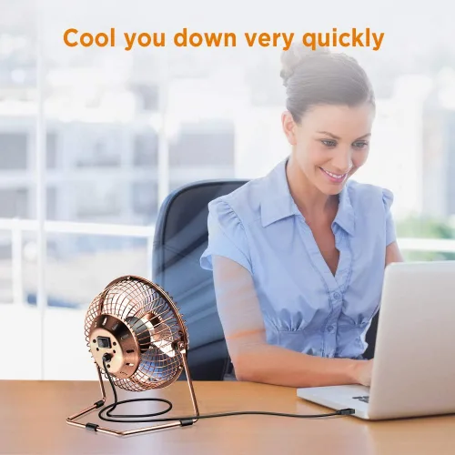 Miniatura 7 de EasyAcc Ventilador de escritorio USB de 6 pulgadas, rotación de 360°, pequeño y silencioso, potente flujo de aire portátil fuerte, mini ventilador