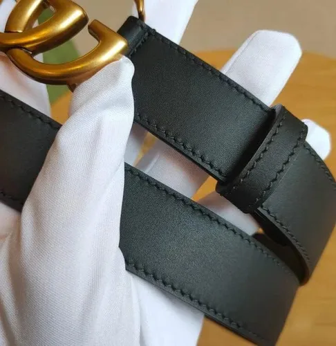 Miniatura 2 de AMENAS Cinturón clásico de cuero negro para mujeres u hombres, cinturón de hebilla dorada para pantalones de mezclilla, vestido con 1.2 pulgadas