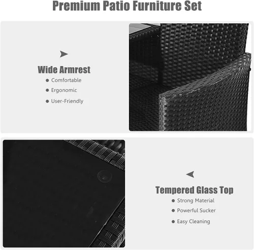 Miniatura 3 de LDAILY Juego de conversación para patio, sofá biplaza de ratán moderno, juego de muebles para exteriores con cojines y mesa extraíbles, juego de Rojo