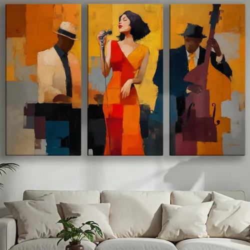 Miniatura 35 de LuxeWood Arte de Pared Musical en Lienzo - Impresiones Temáticas Musicales Medianas y Grandes para Sala de Estar, Oficina, Estudio, Airbnb