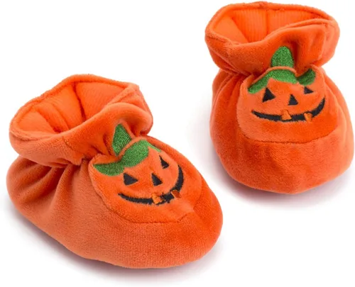 Luckinbaby Botines de calabaza de Halloween para recién nacidos, para bebés, niños y niñas, unisex, con suela suave, para cuna