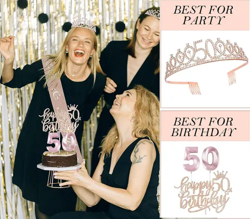 Miniatura 93 de Decoraciones de cumpleaños de 30 años para ella, banda y corona de cumpleaños de 30 años, adorno para pastel de cumpleaños y velas, tarjeta