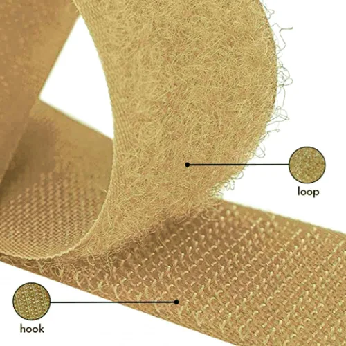 Miniatura 5 de Cinta de velcro beige de nailon de 1 pulgada de ancho, no adhesiva, 5 yardas de longitud, juego de cierres de cinta entrelazada para bolsos, ropa