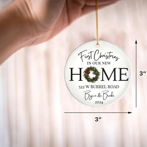 Miniatura 5 de Adorno Personalizado para la Primera Navidad en Nuestro Nuevo Hogar 2025, Adorno de Dirección de Casa Personalizado, Regalo para la Familia, Regalo