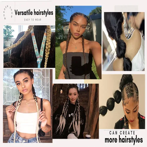 Miniatura 5 de Extensiones de cola de caballo, 2 piezas sintéticas con banda de pelo envolvente alrededor de las extensiones de cabello trenzadas, cola de moño