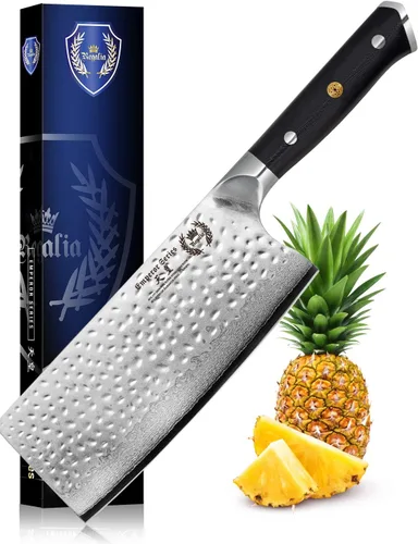 Regalia Cuchillo de Carnicero Chino de Carne de 7 pulgadas: Cuchillo Japonés Profesional de Servicio Pesado AUS-10 Acero Damasco de 67 Capas Hoja