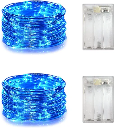 Miniatura 14 de Juego de 2 mini luces LED de hadas para interiores con temporizador, 6 horas encendidas/18 horas apagadas para decoración de bodas, fiestas
